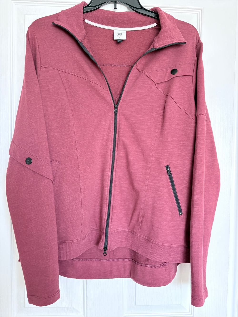CAbi Burgandy Zip-Front Jacket